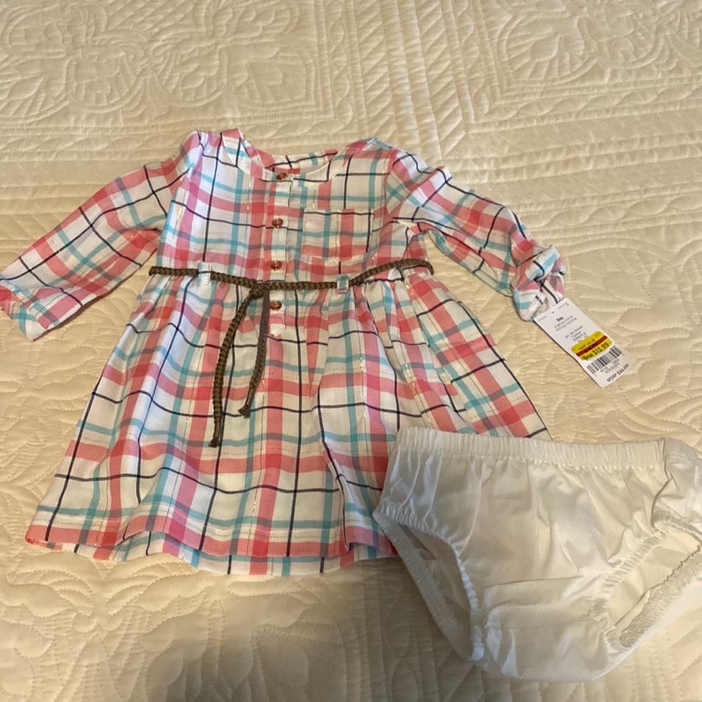 Plaid dress with diaper cover